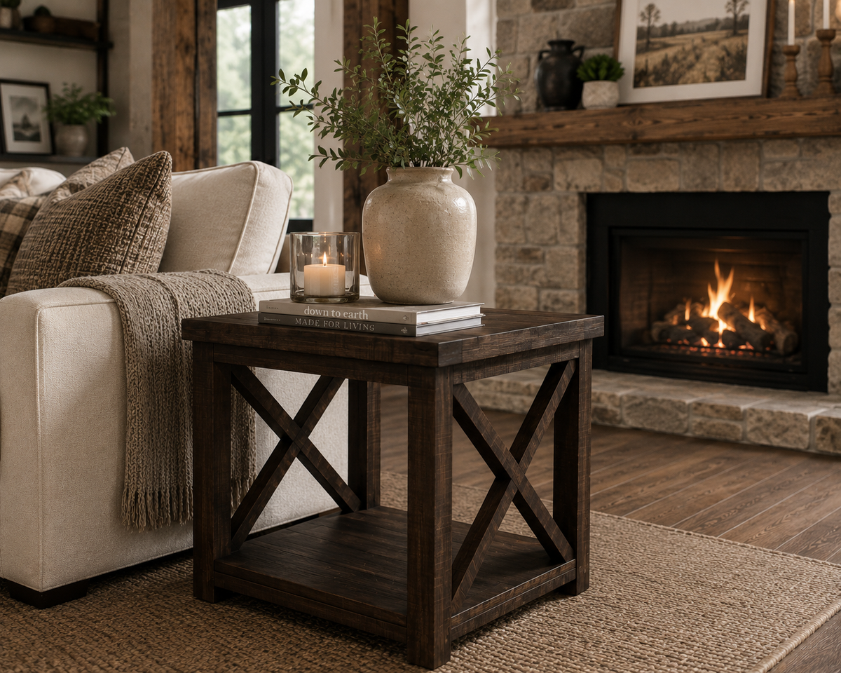 Heritage Farmhouse End Table - Barn Door